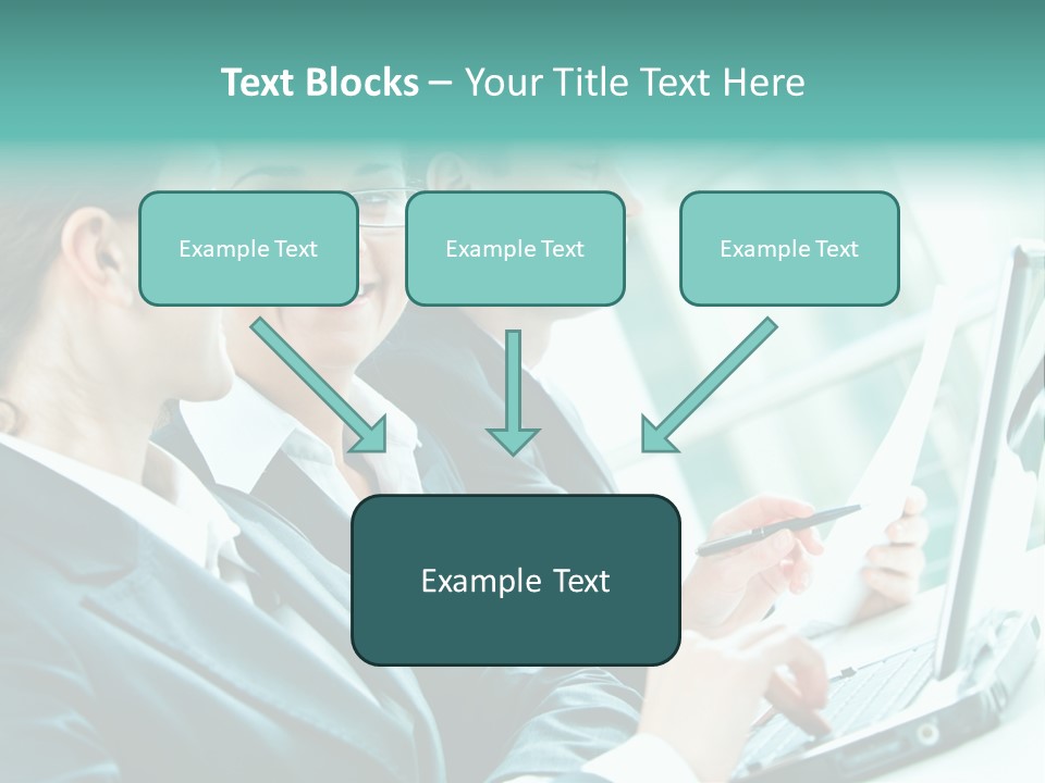 A Group Of People Sitting At A Table With A Laptop PowerPoint Template