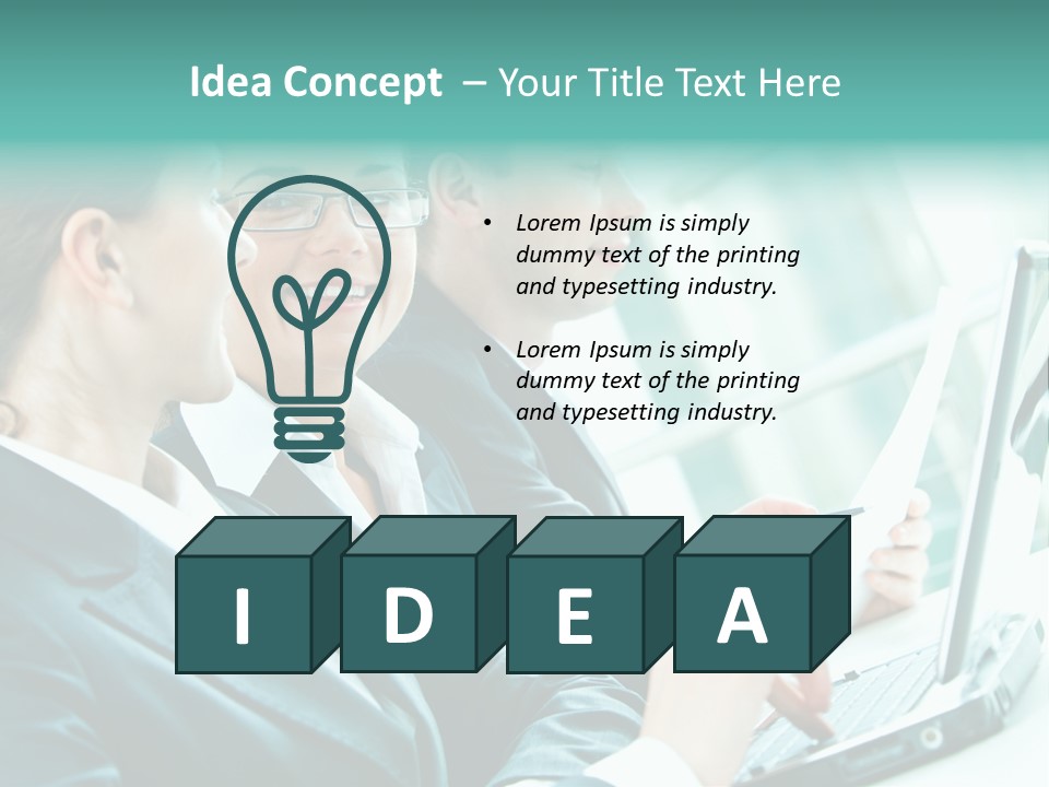 A Group Of People Sitting At A Table With A Laptop PowerPoint Template