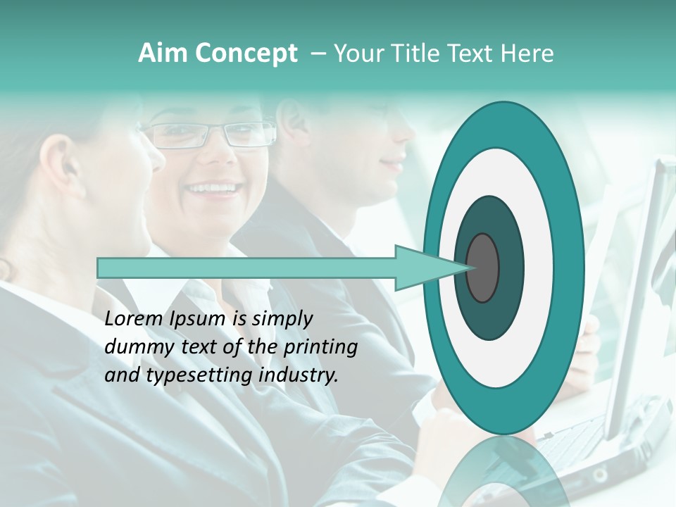 A Group Of People Sitting At A Table With A Laptop PowerPoint Template