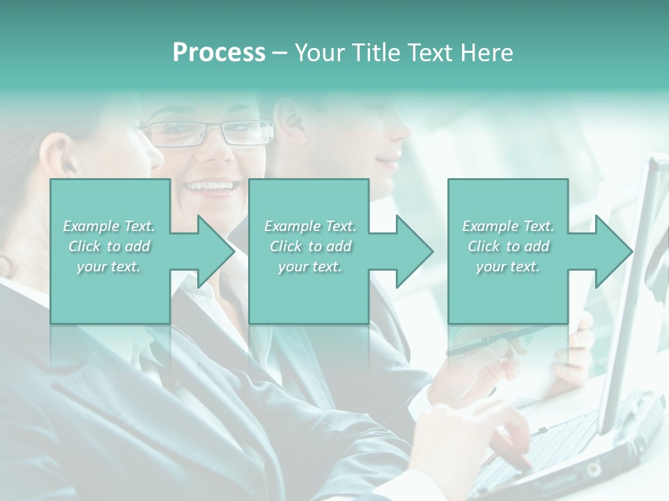 A Group Of People Sitting At A Table With A Laptop PowerPoint Template