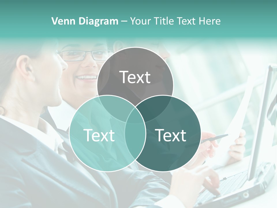 A Group Of People Sitting At A Table With A Laptop PowerPoint Template