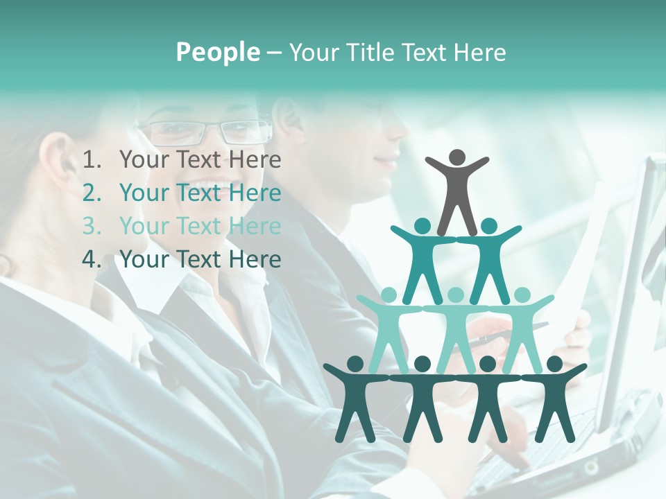 A Group Of People Sitting At A Table With A Laptop PowerPoint Template