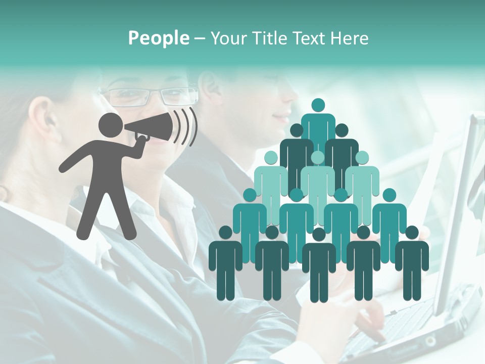 A Group Of People Sitting At A Table With A Laptop PowerPoint Template