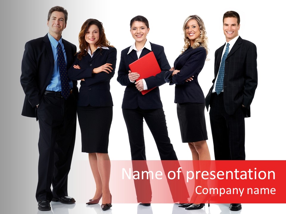 A Group Of Business People Standing Next To Each Other PowerPoint Template