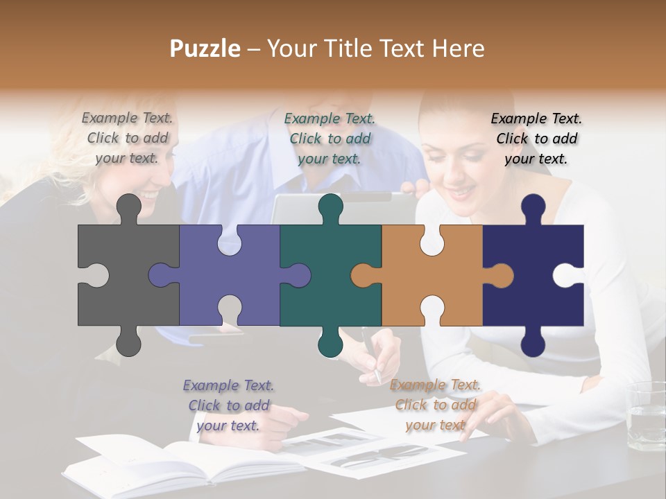 A Group Of People Sitting Around A Table With A Laptop PowerPoint Template