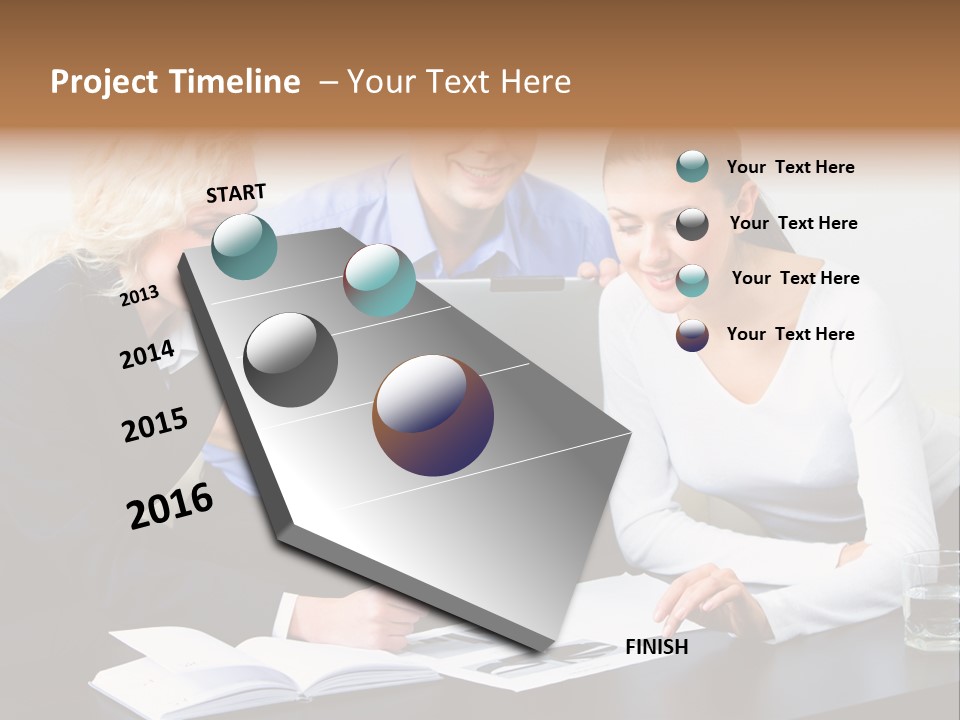 A Group Of People Sitting Around A Table With A Laptop PowerPoint Template