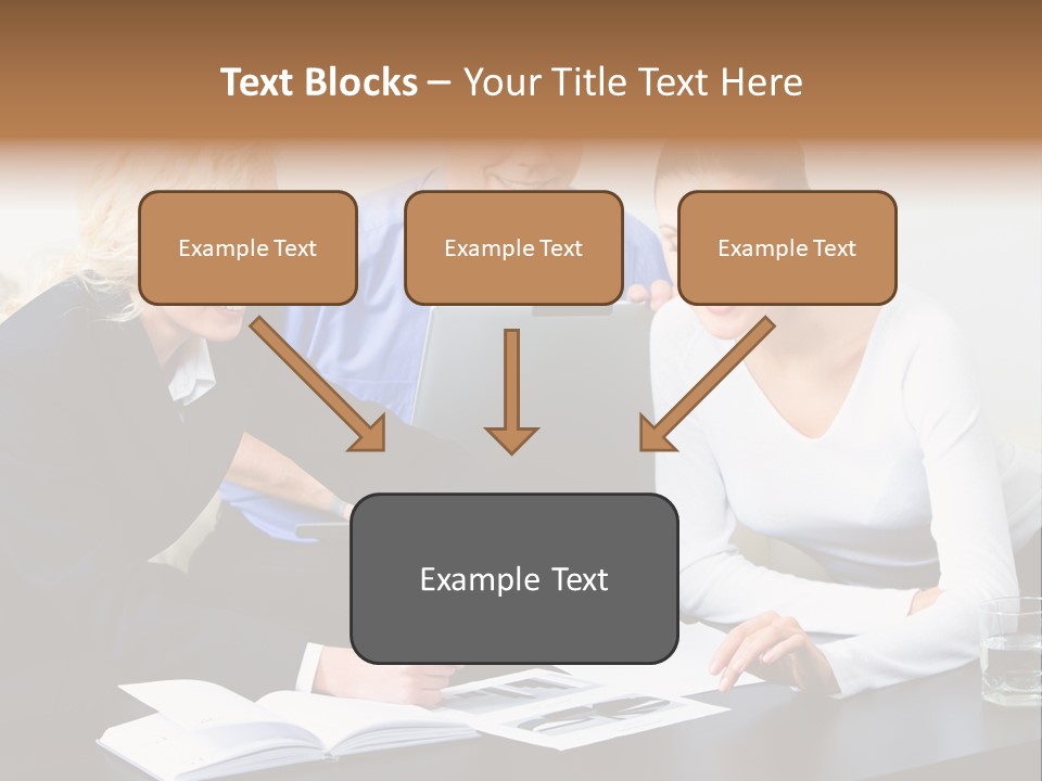 A Group Of People Sitting Around A Table With A Laptop PowerPoint Template