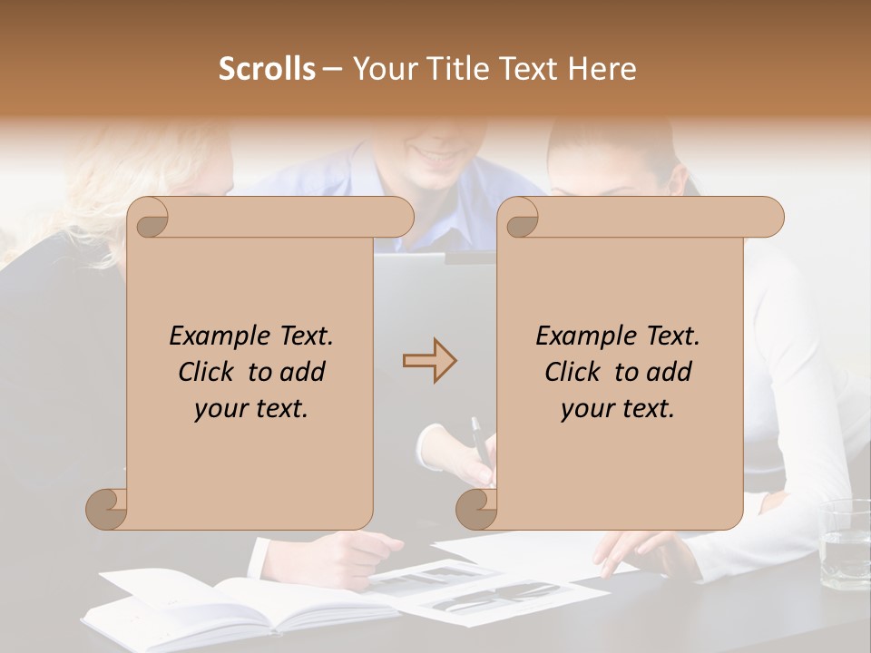 A Group Of People Sitting Around A Table With A Laptop PowerPoint Template