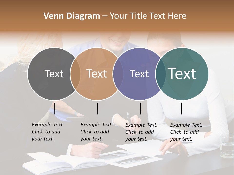 A Group Of People Sitting Around A Table With A Laptop PowerPoint Template