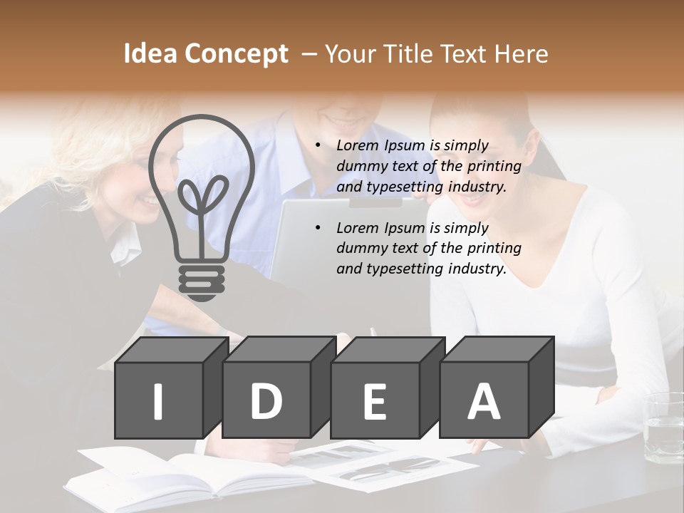 A Group Of People Sitting Around A Table With A Laptop PowerPoint Template