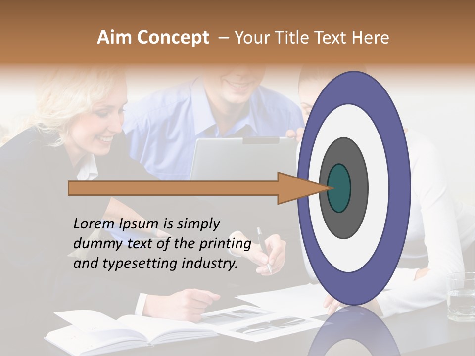 A Group Of People Sitting Around A Table With A Laptop PowerPoint Template