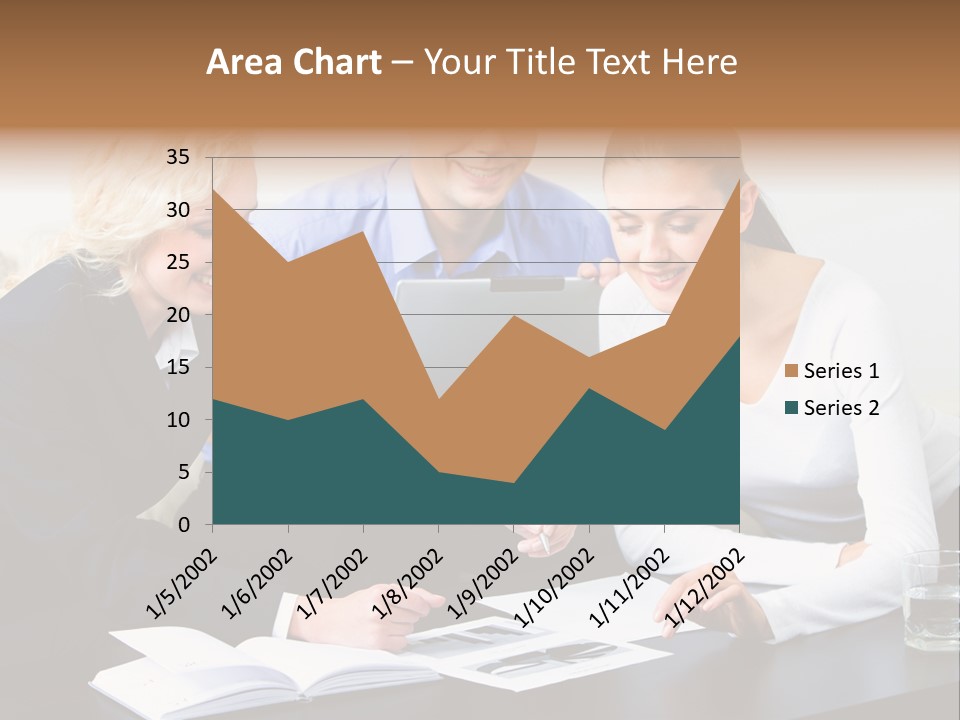 A Group Of People Sitting Around A Table With A Laptop PowerPoint Template
