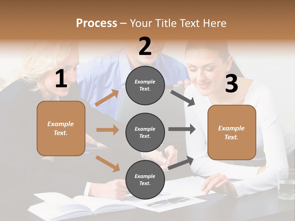 A Group Of People Sitting Around A Table With A Laptop PowerPoint Template