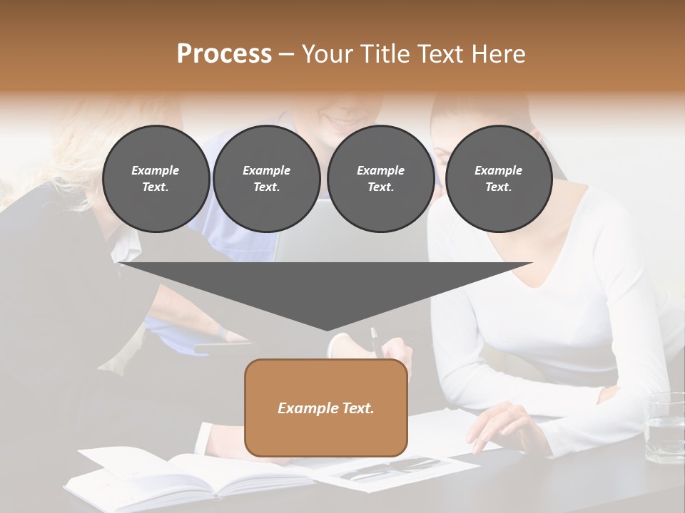 A Group Of People Sitting Around A Table With A Laptop PowerPoint Template