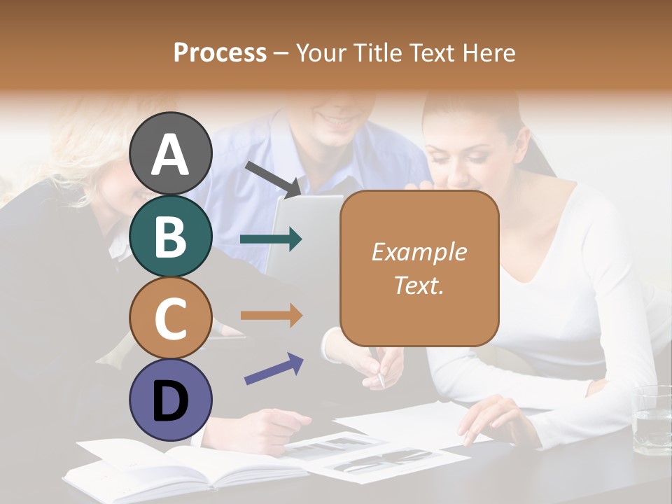 A Group Of People Sitting Around A Table With A Laptop PowerPoint Template