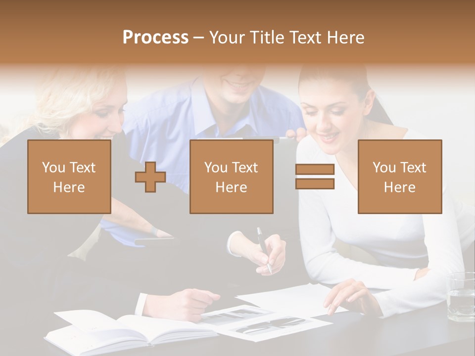 A Group Of People Sitting Around A Table With A Laptop PowerPoint Template