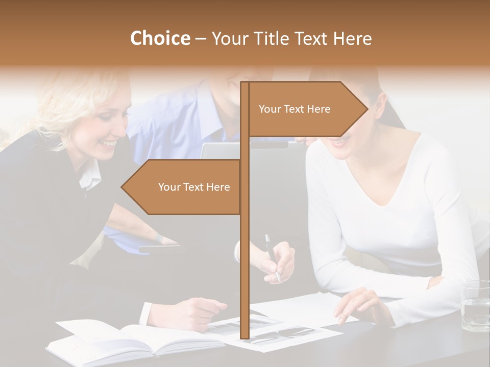 A Group Of People Sitting Around A Table With A Laptop PowerPoint Template