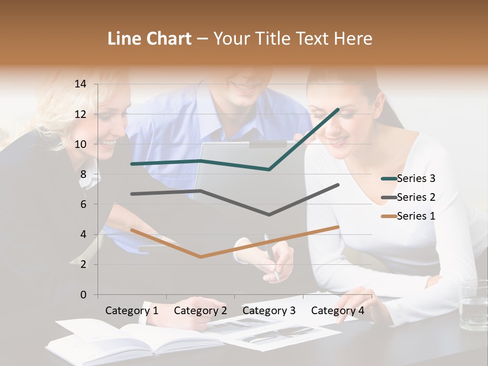 A Group Of People Sitting Around A Table With A Laptop PowerPoint Template