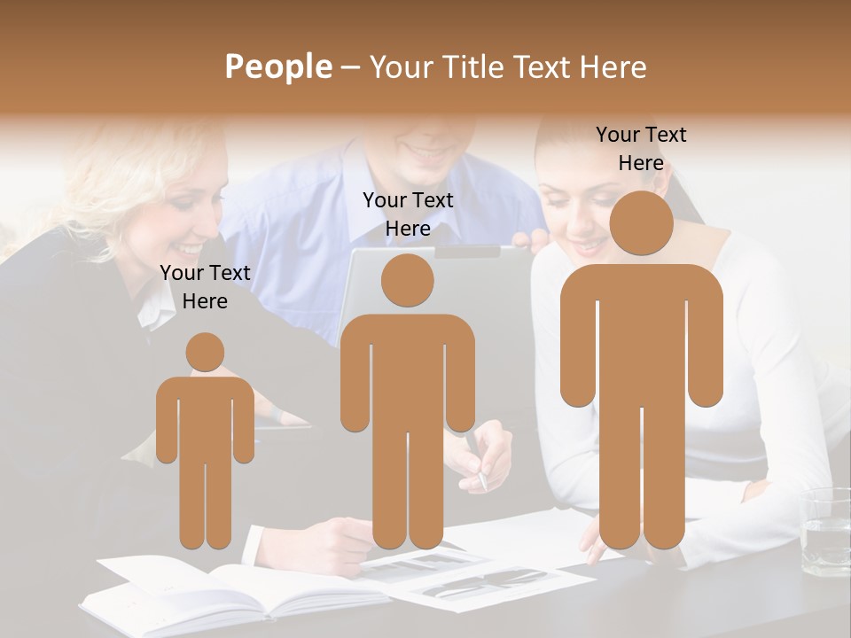 A Group Of People Sitting Around A Table With A Laptop PowerPoint Template