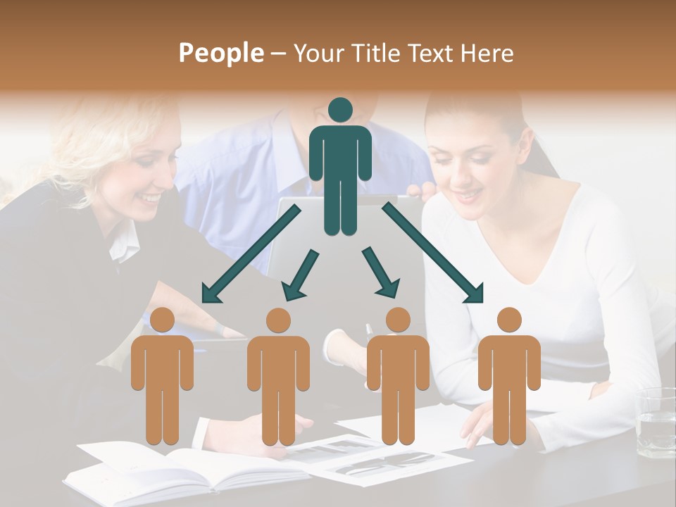 A Group Of People Sitting Around A Table With A Laptop PowerPoint Template