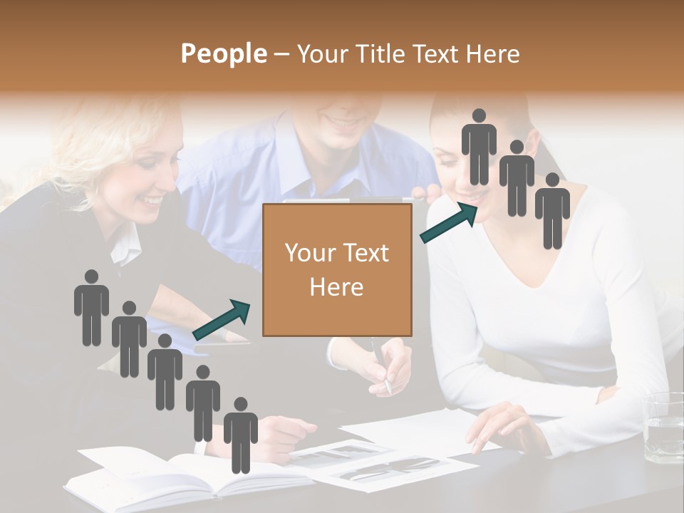 A Group Of People Sitting Around A Table With A Laptop PowerPoint Template
