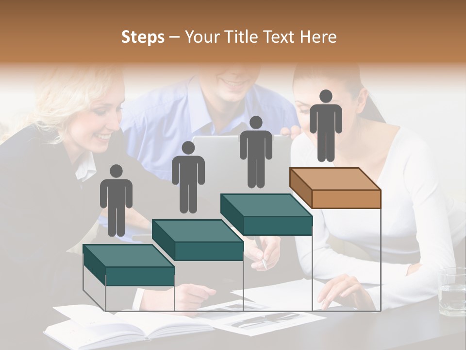 A Group Of People Sitting Around A Table With A Laptop PowerPoint Template