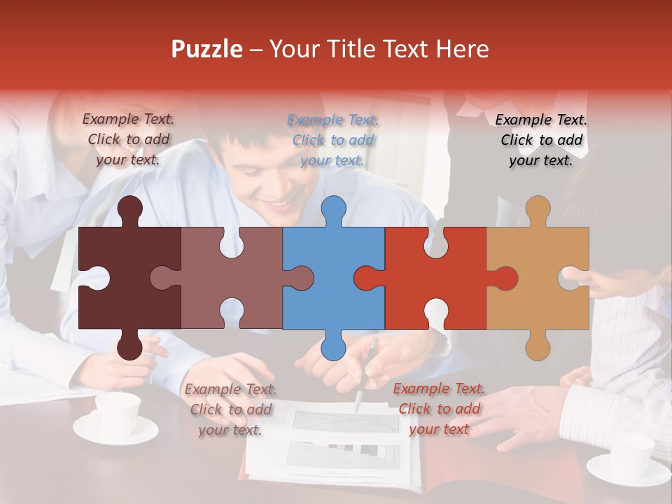 A Group Of People Sitting Around A Table Working On A Piece Of Paper PowerPoint Template