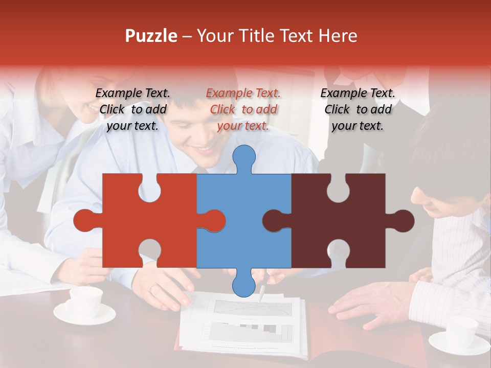 A Group Of People Sitting Around A Table Working On A Piece Of Paper PowerPoint Template