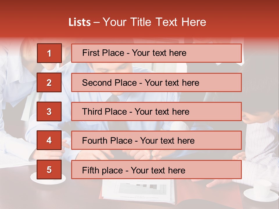 A Group Of People Sitting Around A Table Working On A Piece Of Paper PowerPoint Template