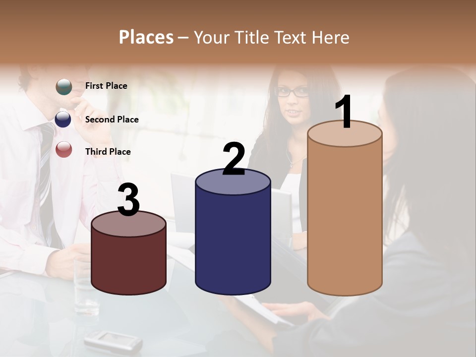 A Group Of People Sitting Around A Table With Laptops PowerPoint Template