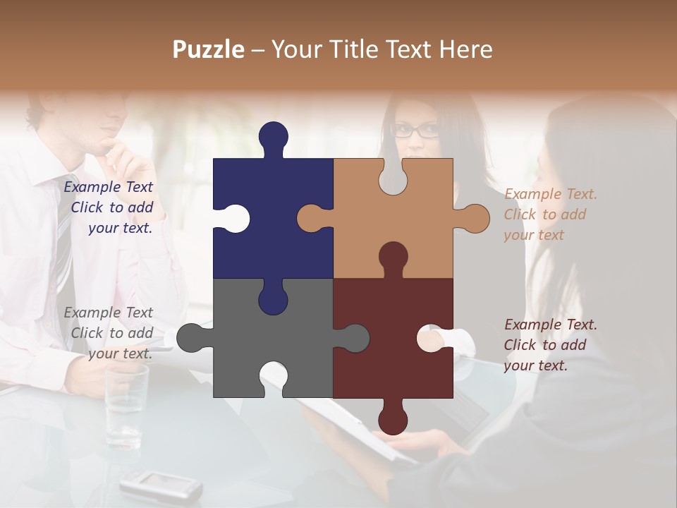 A Group Of People Sitting Around A Table With Laptops PowerPoint Template