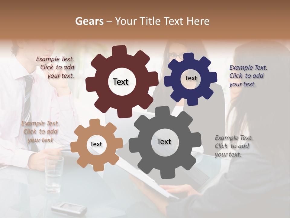 A Group Of People Sitting Around A Table With Laptops PowerPoint Template