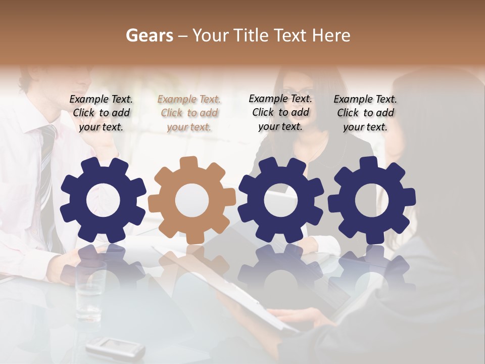 A Group Of People Sitting Around A Table With Laptops PowerPoint Template