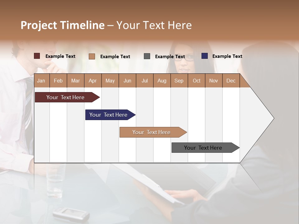 A Group Of People Sitting Around A Table With Laptops PowerPoint Template