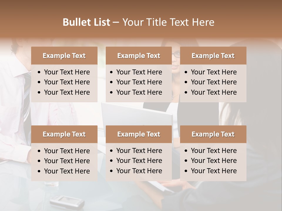 A Group Of People Sitting Around A Table With Laptops PowerPoint Template