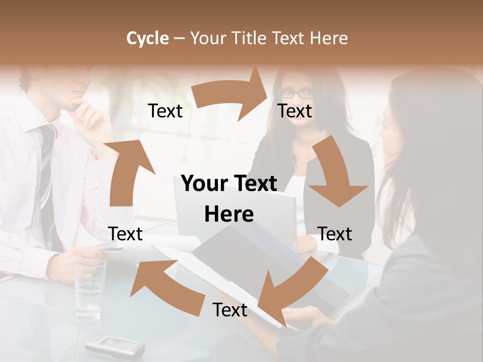 A Group Of People Sitting Around A Table With Laptops PowerPoint Template