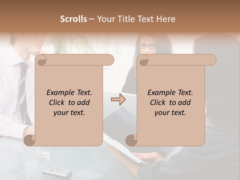 A Group Of People Sitting Around A Table With Laptops PowerPoint Template