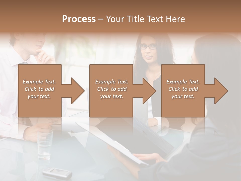A Group Of People Sitting Around A Table With Laptops PowerPoint Template