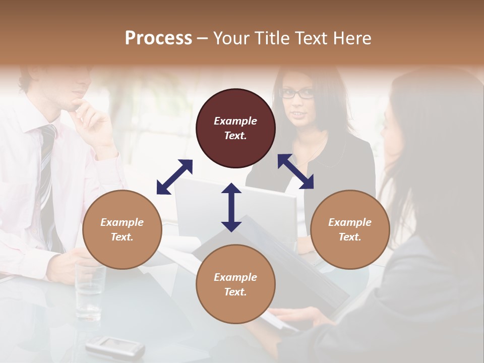 A Group Of People Sitting Around A Table With Laptops PowerPoint Template