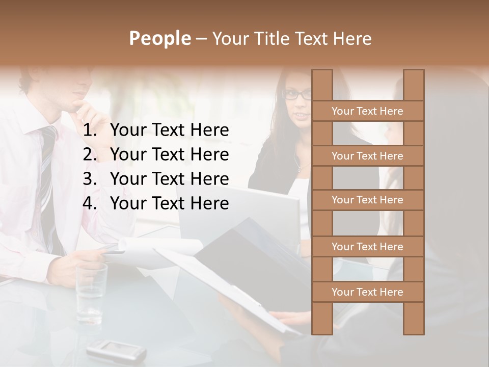 A Group Of People Sitting Around A Table With Laptops PowerPoint Template