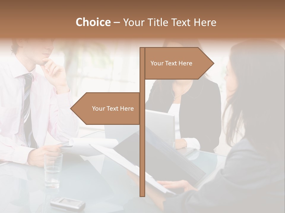 A Group Of People Sitting Around A Table With Laptops PowerPoint Template