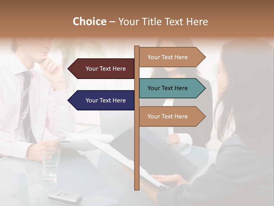 A Group Of People Sitting Around A Table With Laptops PowerPoint Template