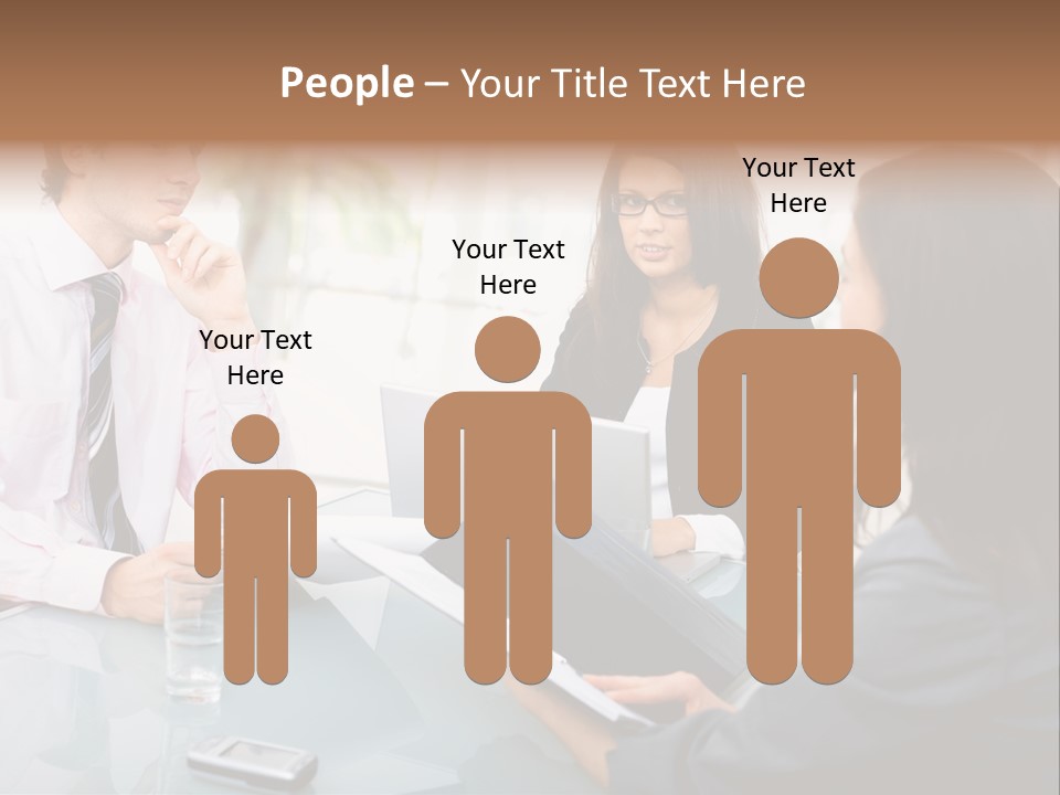 A Group Of People Sitting Around A Table With Laptops PowerPoint Template