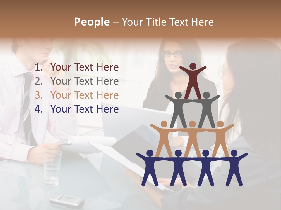 A Group Of People Sitting Around A Table With Laptops PowerPoint Template