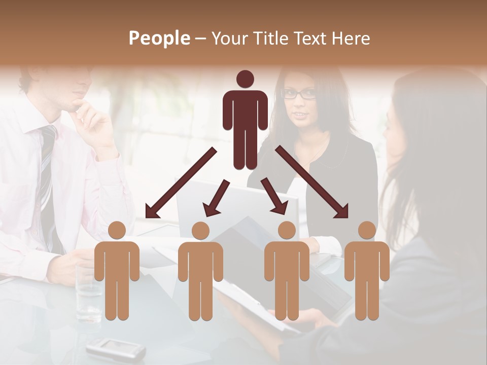 A Group Of People Sitting Around A Table With Laptops PowerPoint Template