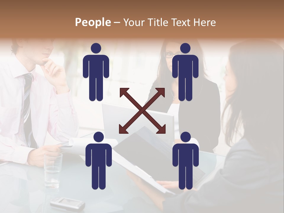 A Group Of People Sitting Around A Table With Laptops PowerPoint Template