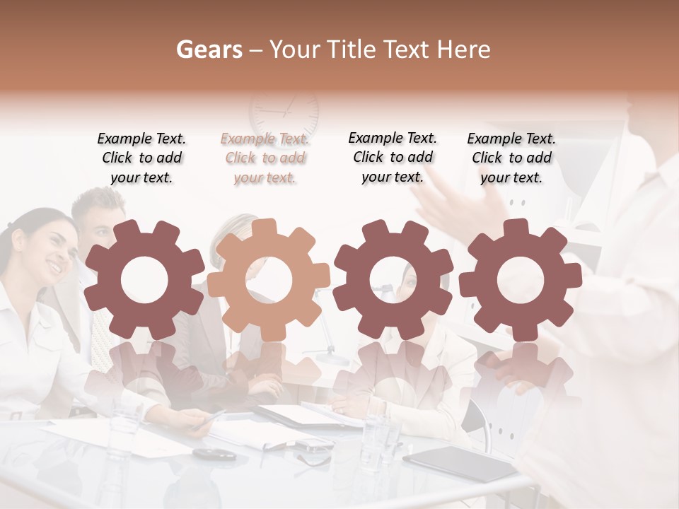 A Group Of Business People Sitting Around A Table PowerPoint Template