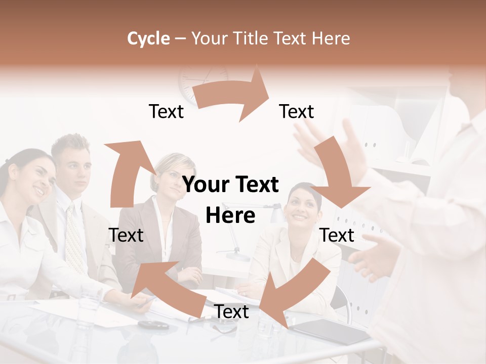 A Group Of Business People Sitting Around A Table PowerPoint Template