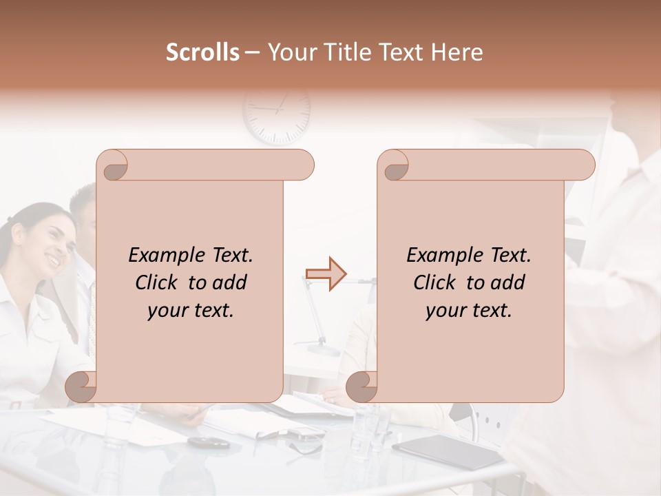 A Group Of Business People Sitting Around A Table PowerPoint Template