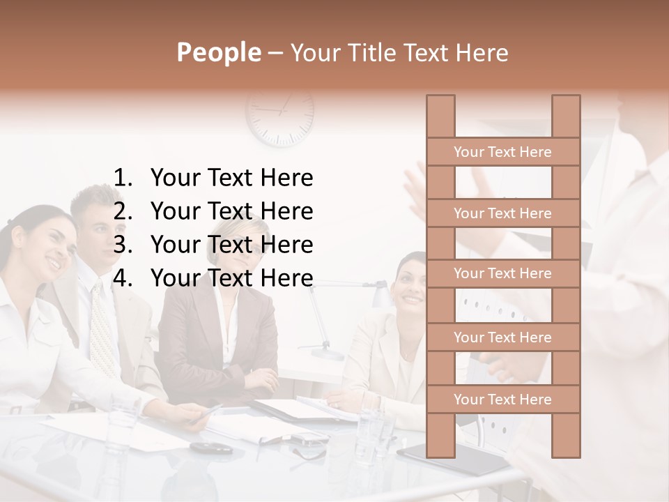 A Group Of Business People Sitting Around A Table PowerPoint Template